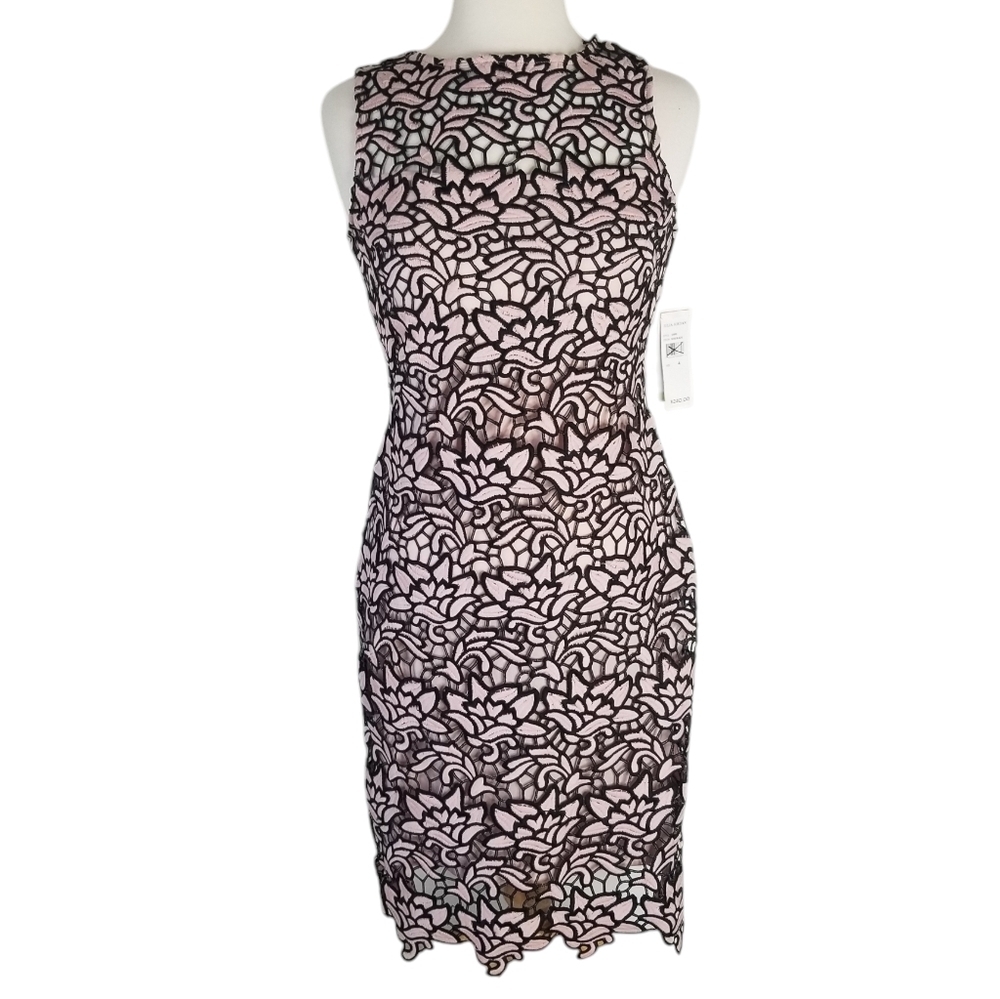 NWT Julia Jordan Floral Crochet Lace Rose/Black Sheath Dress Size 4